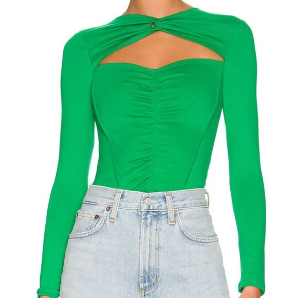 Revolve superdown Gabby Cut Out Emerald Green Top NWOT - Picture 2 of 5
